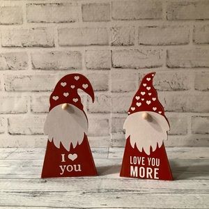 Set of 2 Wood I Love You Valentine Gnomes